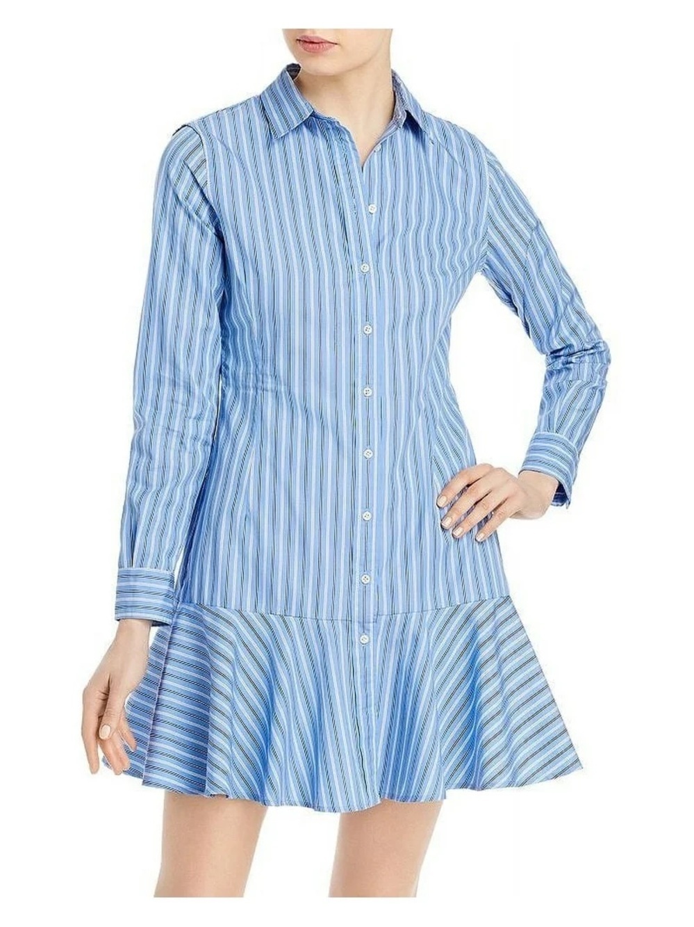 Ralph Lauren MULTI Striped Ruffled Shirt Dress US 4 NWOT